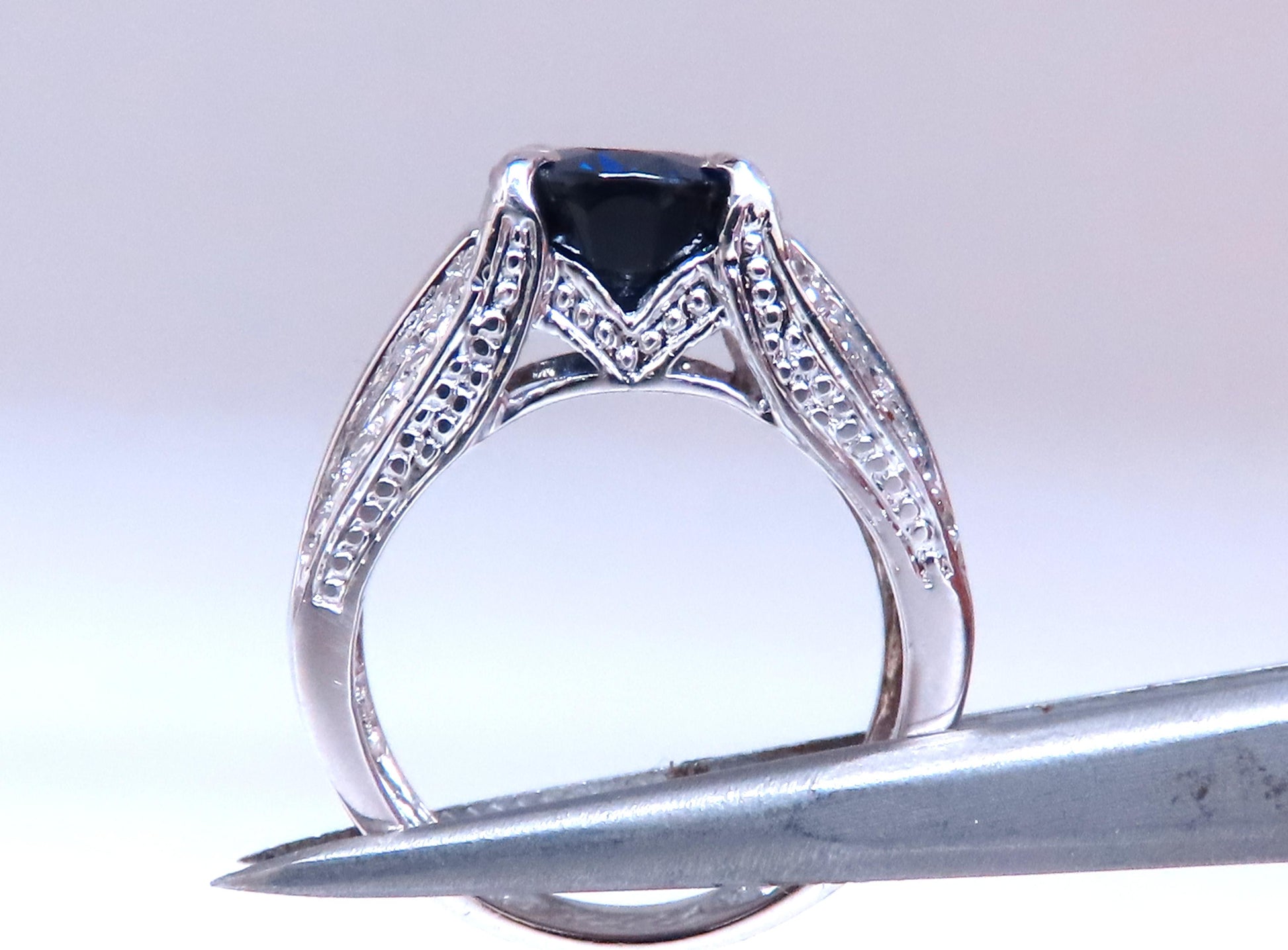 4.70ct Lab Created Sapphire Diamonds ring 14kt gold 12436