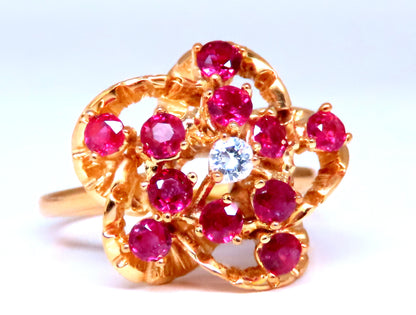 1.30ct Natural Ruby Diamond Cluster Ring Vintage Revisit 14kt 12431