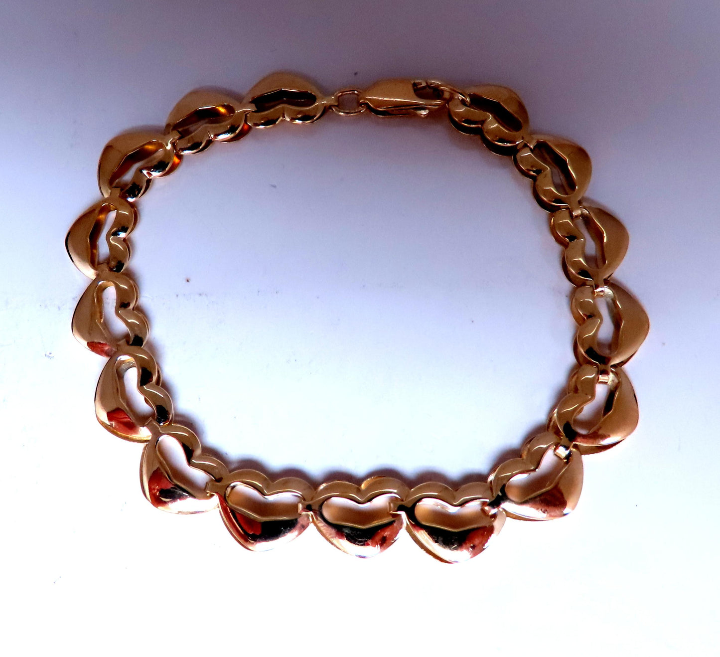 Heart Linked Bracelet Mod Deco 14kt 8mm 12449