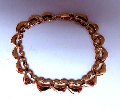 Heart Linked Bracelet Mod Deco 14kt 8mm 12449