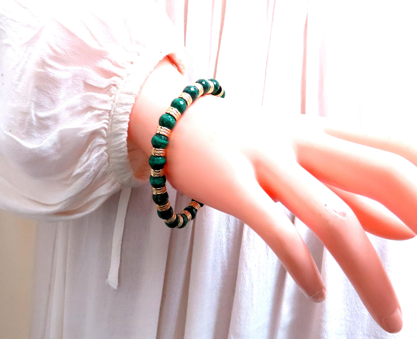 Malachite Roundel Bracelet 14kt 12464