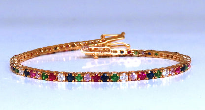 Multi color sapphire ruby diamond natural bracelet 14kt 12456