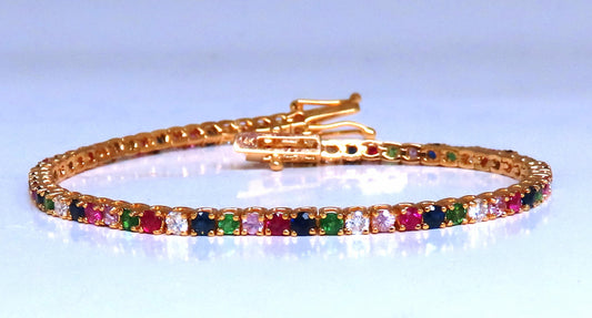 Multi color sapphire ruby diamond natural bracelet 14kt 12456