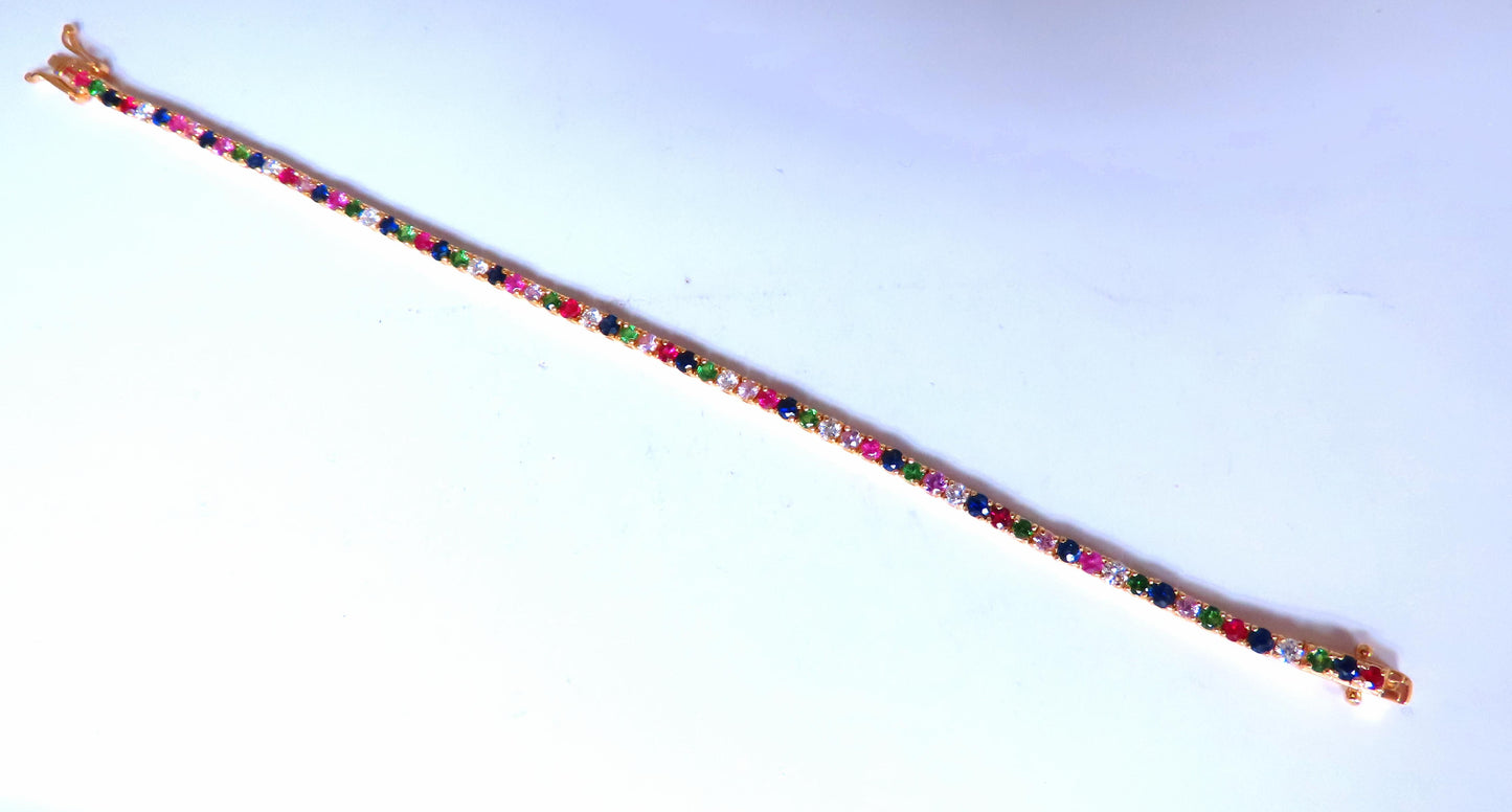 Multi color sapphire ruby diamond natural bracelet 14kt 12456