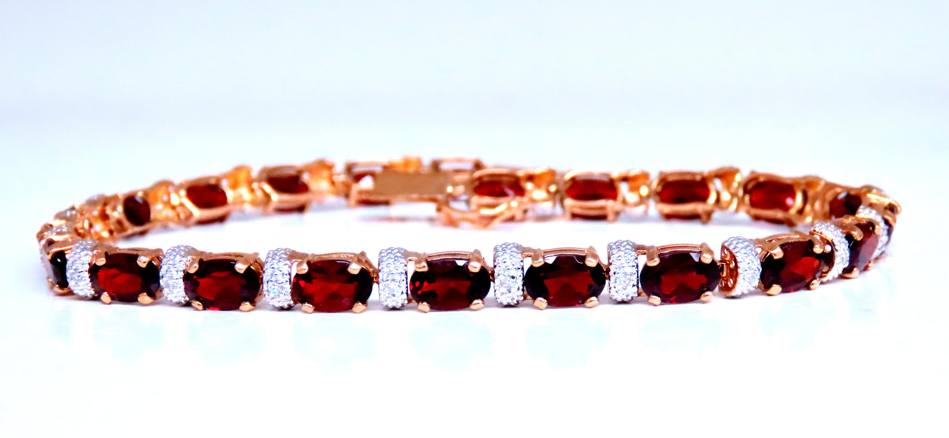 10ct natural garnets diamond bracelet 14kt 12471