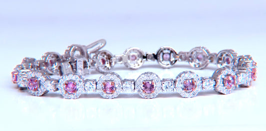 Natural Pink Sapphires Diamonds Tennis Bracelet 14kt 12468