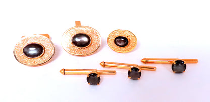 Black Star Cufflinks And Studs Set 14kt 12482