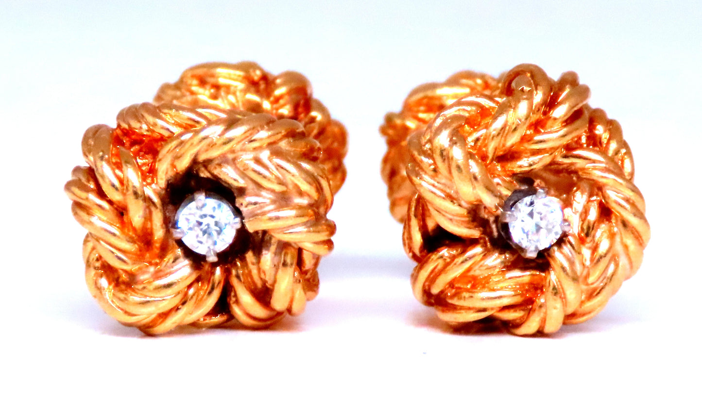 Solid Threaded Rope Twist Diamond Cufflinks 18kt Gold 12481