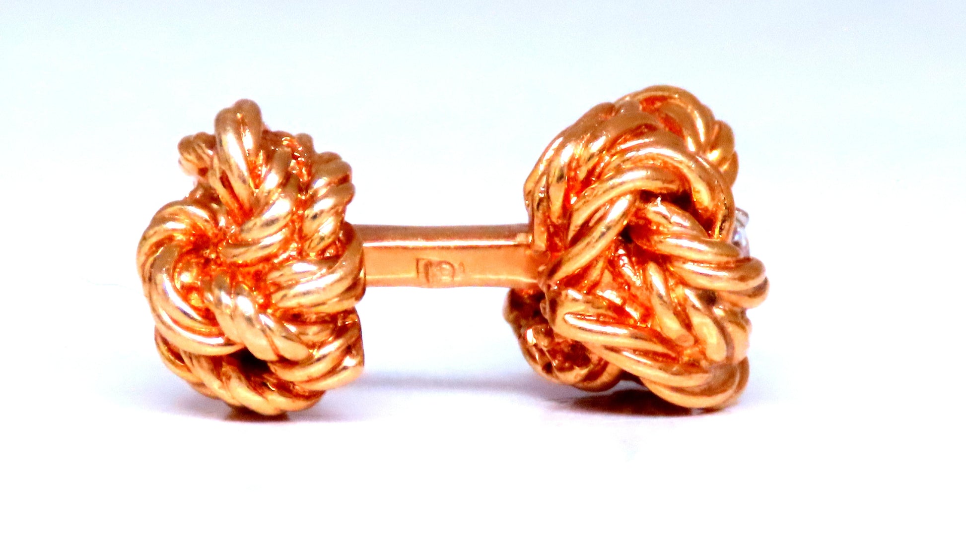 Solid Threaded Rope Twist Diamond Cufflinks 18kt Gold 12481