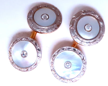 Mother Of Pearl Cufflinks And Studs Set 14kt 12484