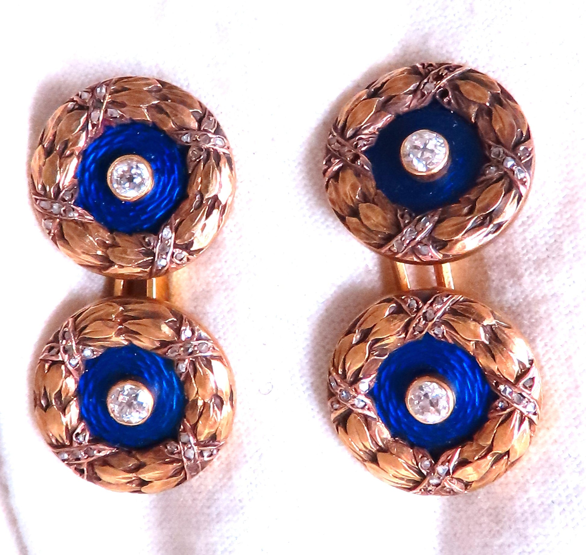 Victorian Antique Enamel Cufflinks 14kt 12479