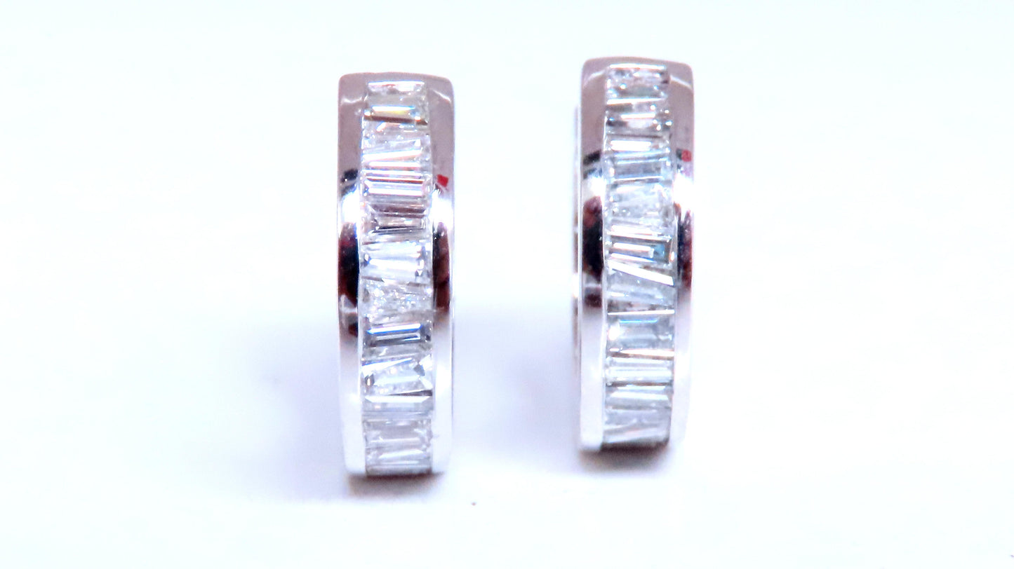 1.25ct Natural Baguette Hoop Earrings Channel 14kt 12487