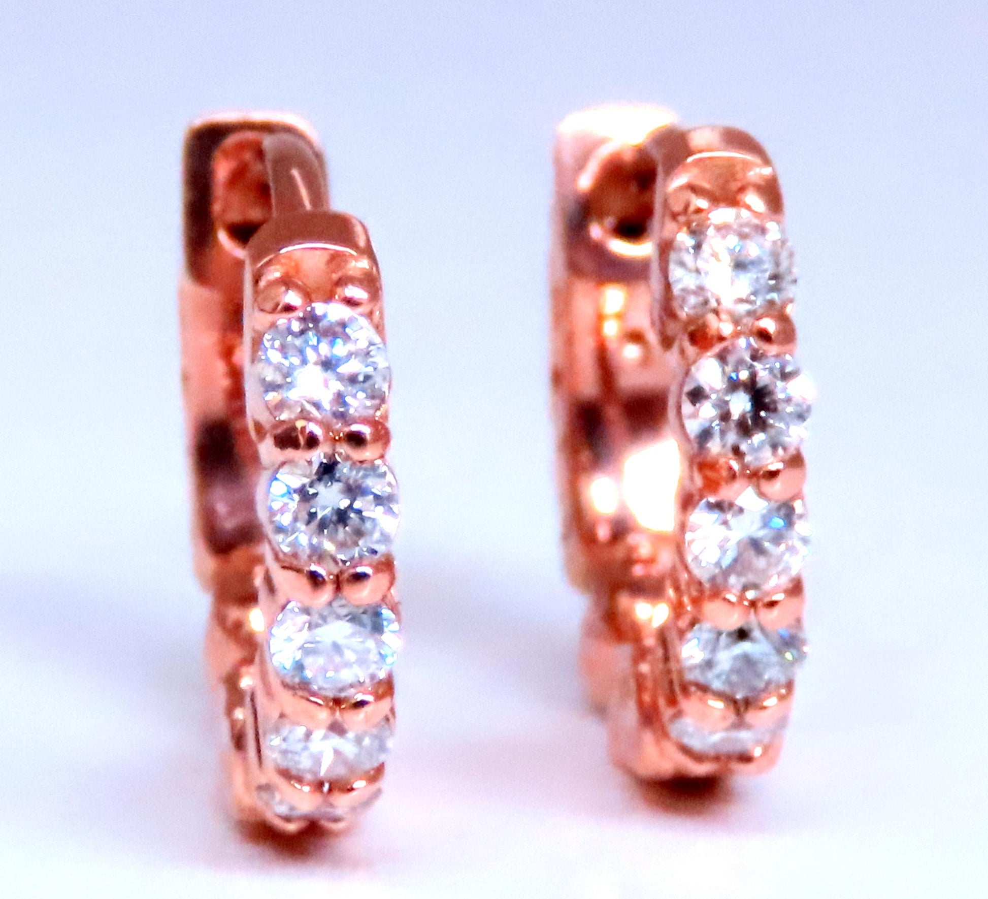 .43ct Diamonds Mini Hoop Earrings 14kt Rose Gold 12492