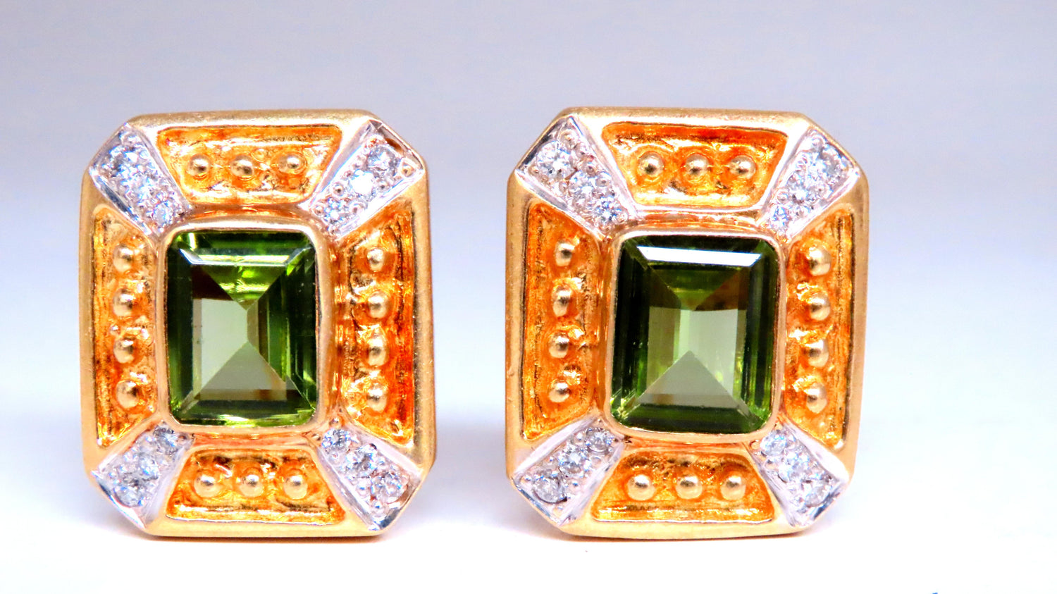 Square Domed Bead Spanish Revival Earrings 18kt 12507 *v