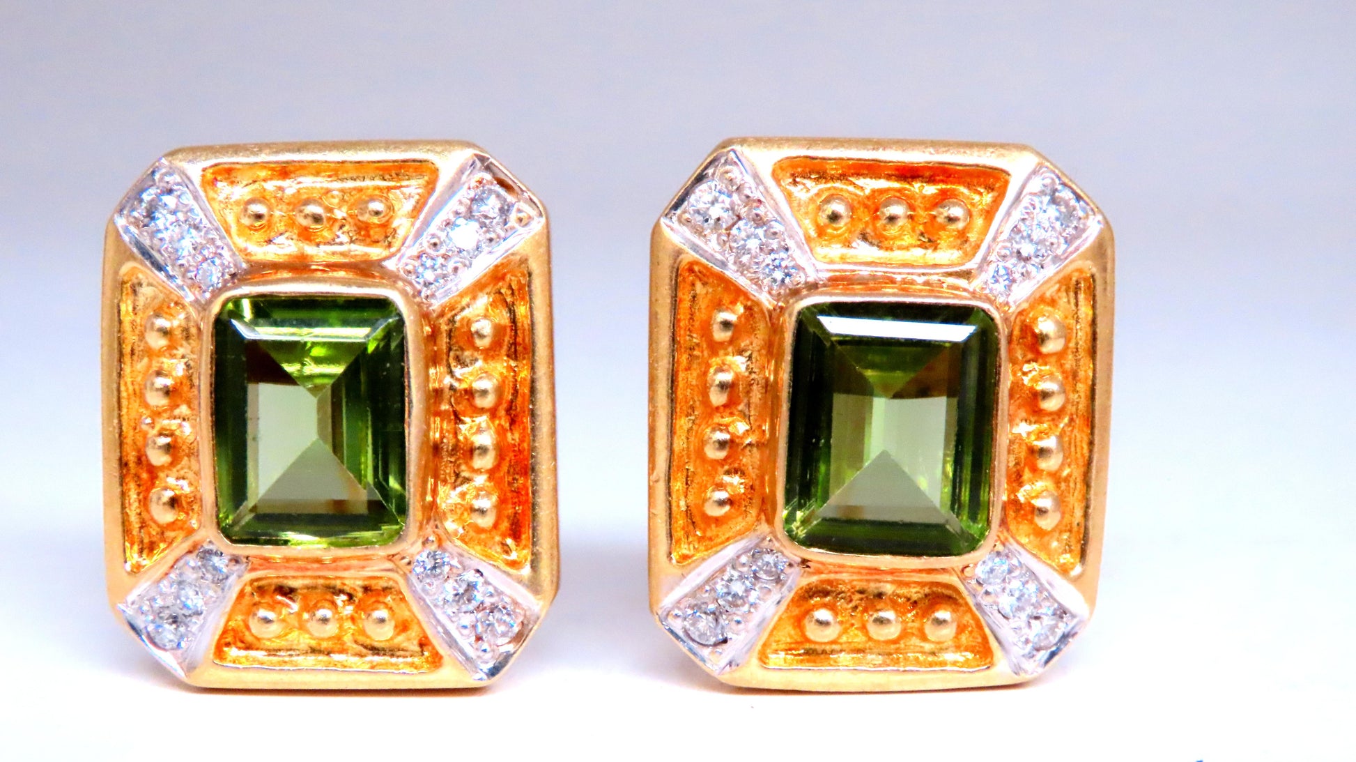 Square Domed Bead Spanish Revival Earrings 18kt 12507