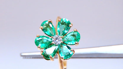 Natural Emerald Diamonds Cluster Earrings Ring Suite 18kt 12503