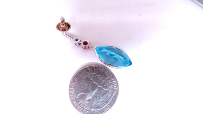 40ct Natural Blue Topaz Dangle Earrings 14kt 12502