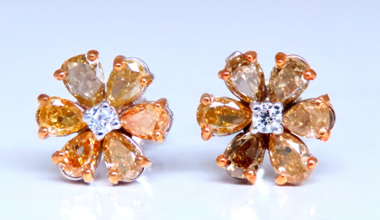 1.88ct Natural Fancy Yellow-Brown Diamond Earrings 14kt 12498