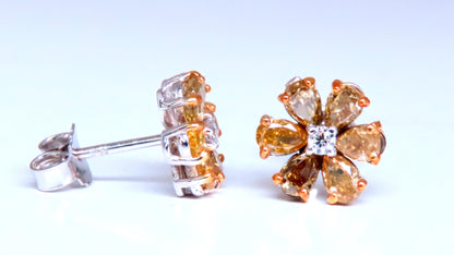 1.88ct Natural Fancy Yellow-Brown Diamond Earrings 14kt 12498