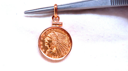 1928 2.5 Dollar Indian Head Coin Pendant 14kt 12516