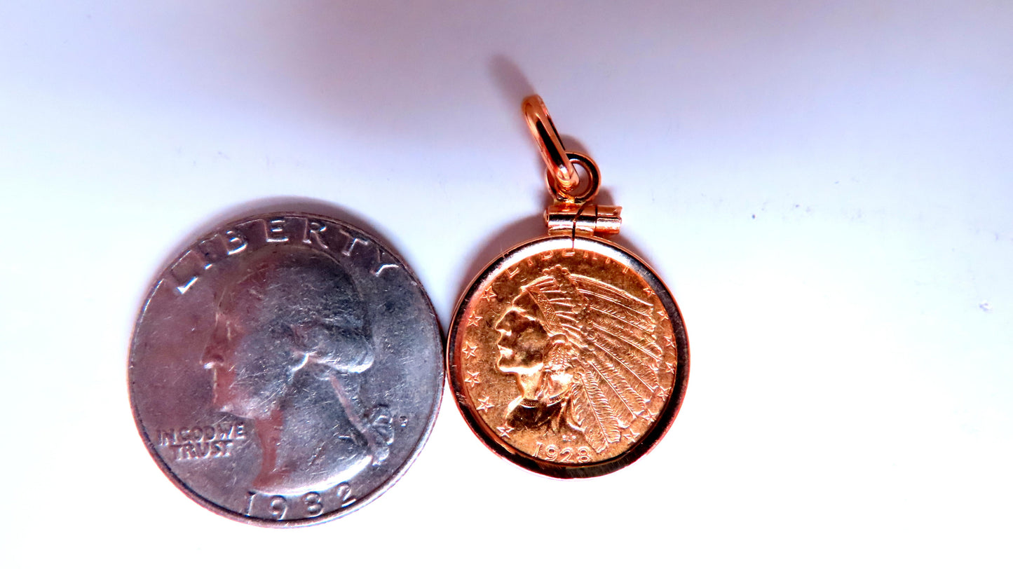 1928 2.5 Dollar Indian Head Coin Pendant 14kt 12516