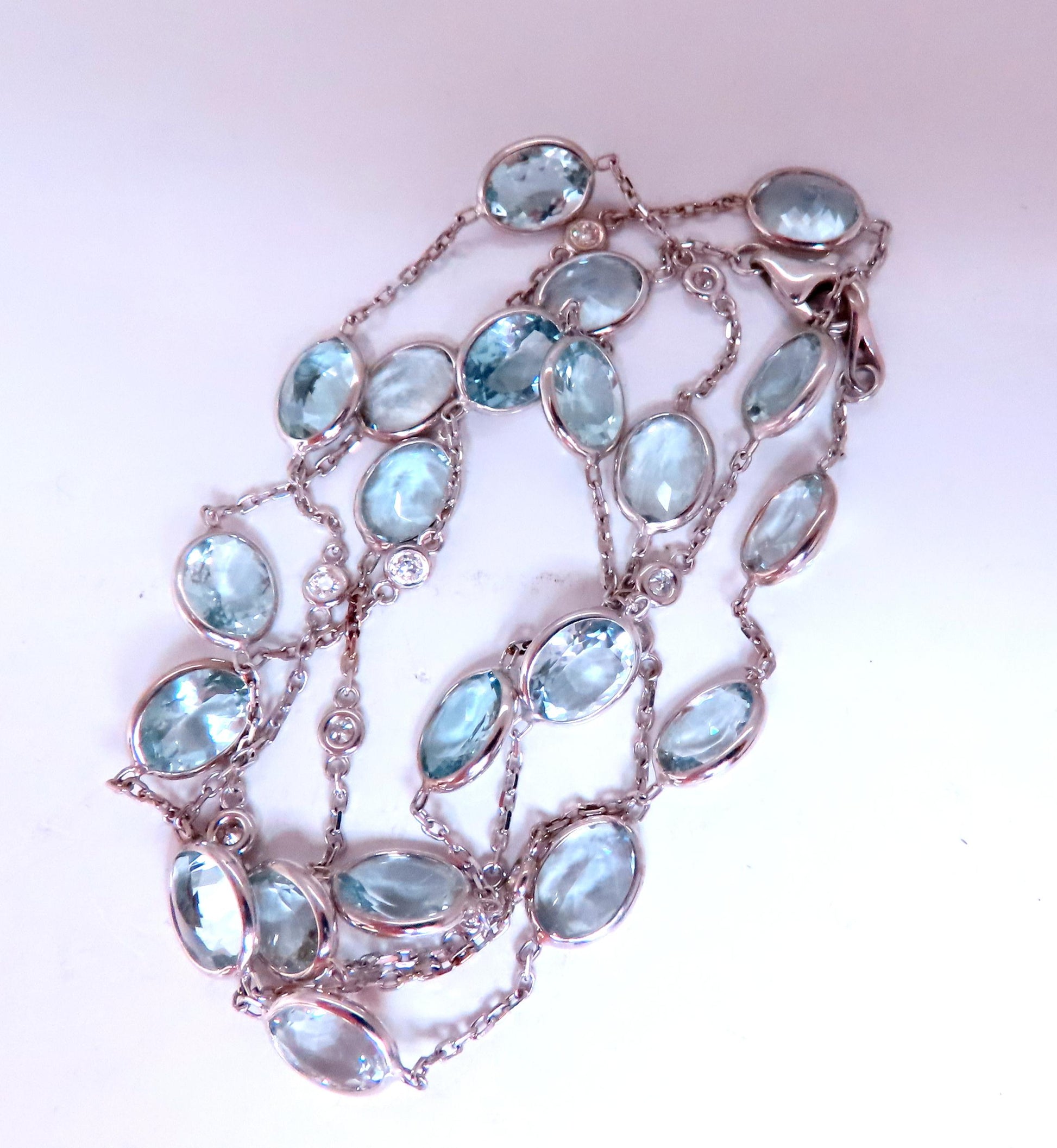 40ct Natural Aquamarine Yard Necklace 14kt 12511