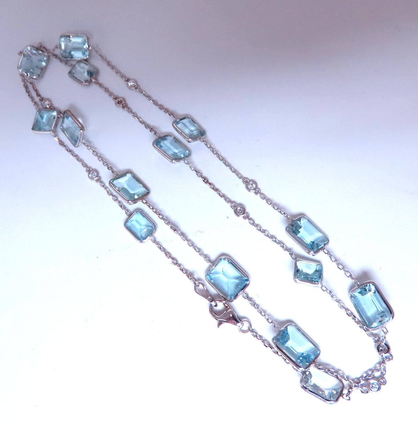 40ct Natural Aquamarine Yard Necklace 14kt 12511