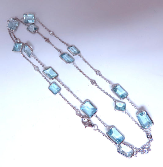 40ct Natural Aquamarine Yard Necklace 14kt 12511