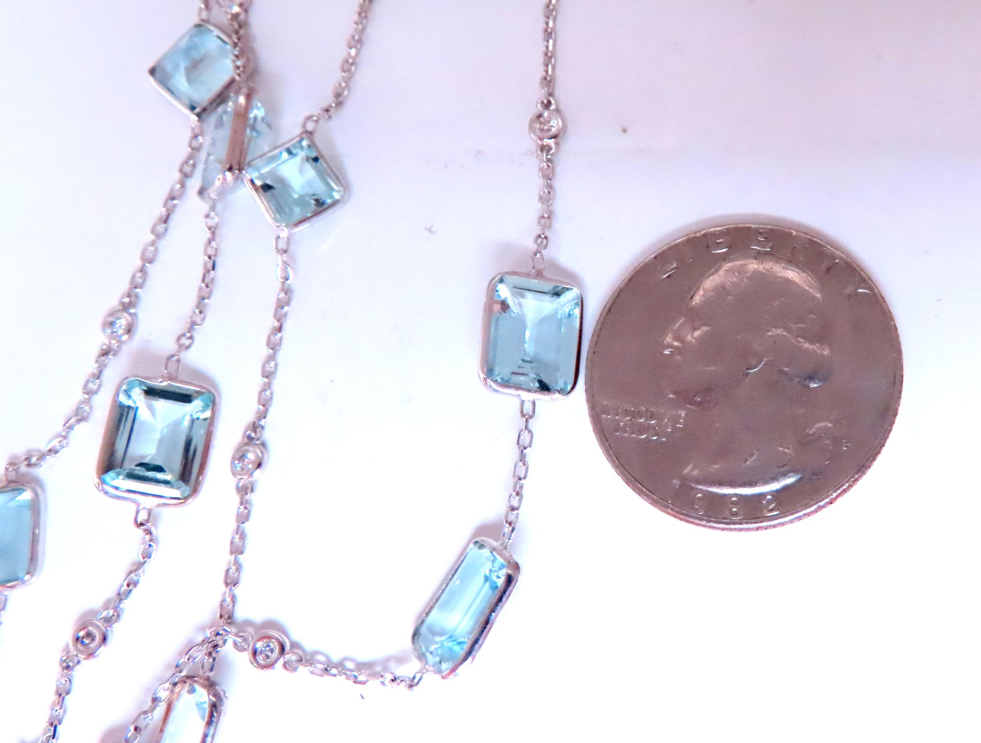 40ct Natural Aquamarine Yard Necklace 14kt 12511