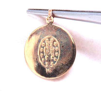 Prayer Miraculous Medal 14kt Yellow gold Medallion Pendant Charm 12508