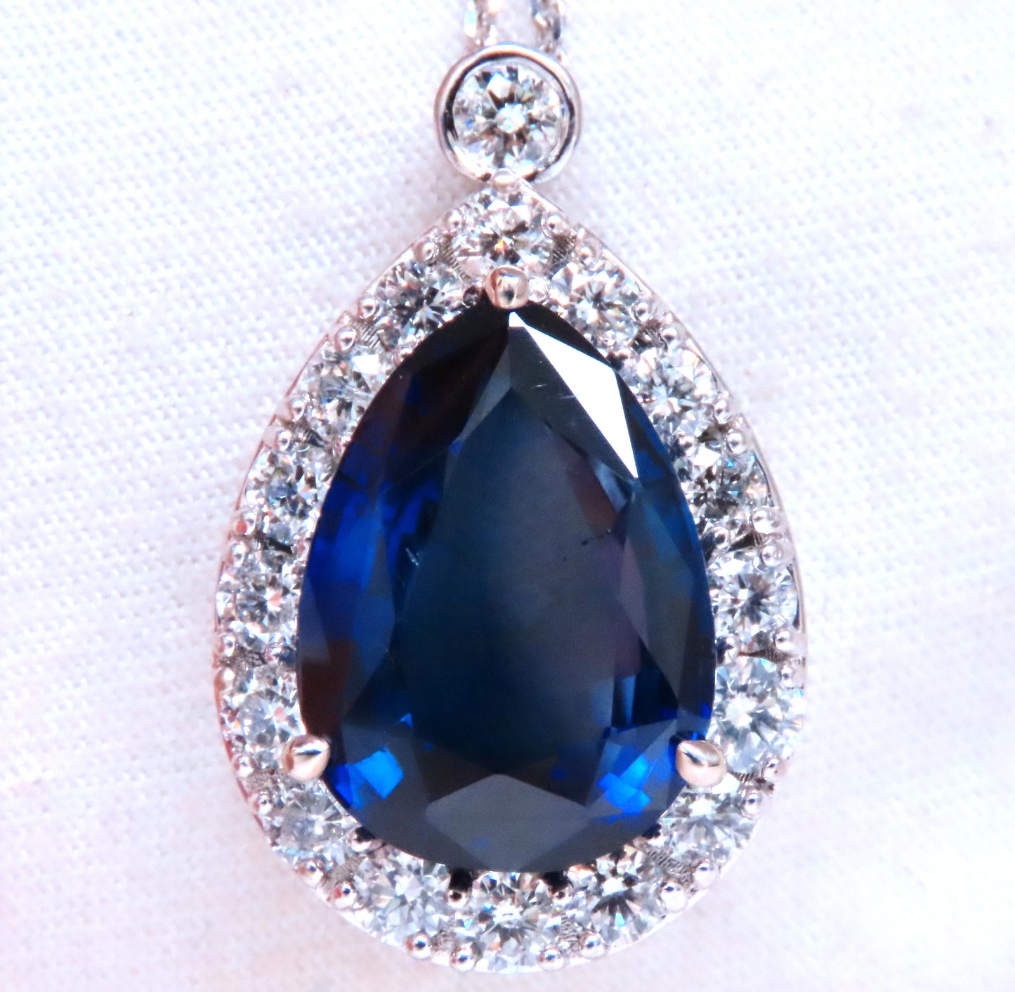 20ct Lab Sapphire Cluster Pear Pendant 14kt Royal Blue Pendant 12518