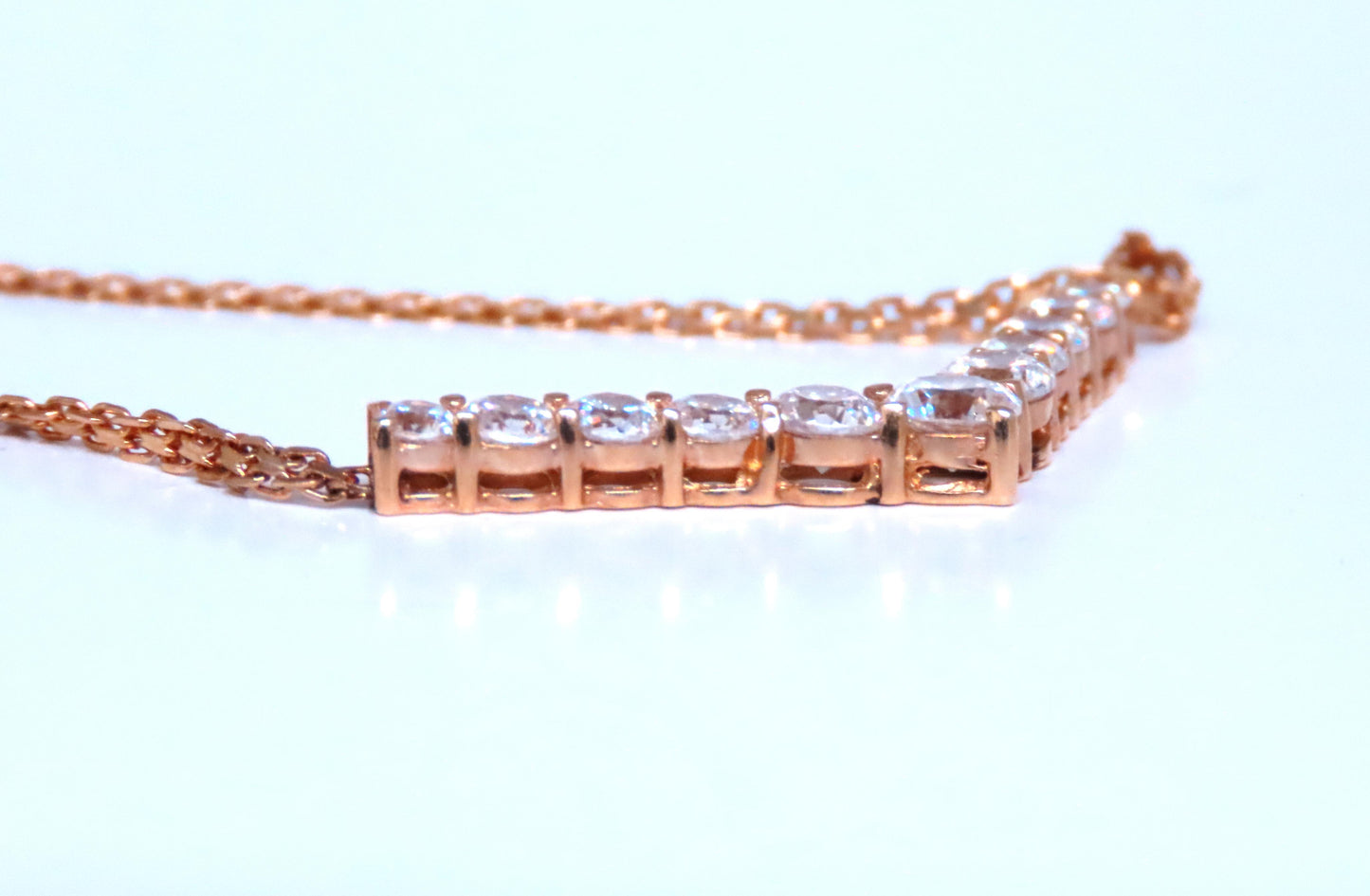 1.20ct Zircon "v" Chevron Necklace 14kt Gold 12526