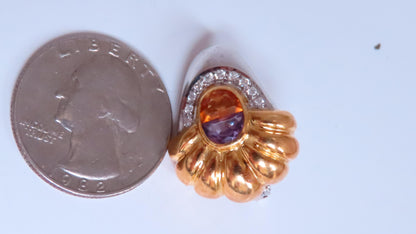 Citrine Amethyst Clip Earrings 18kt 12530