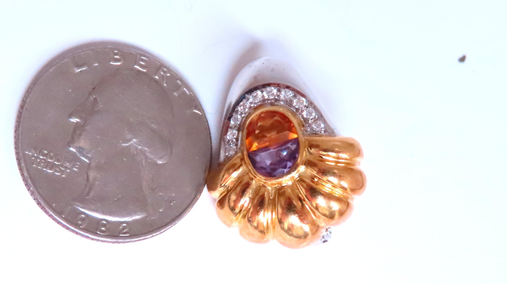 Citrine Amethyst Clip Earrings 18kt 12530