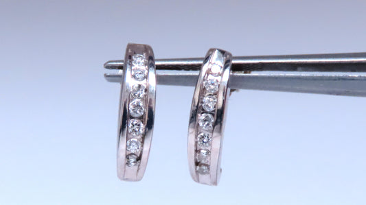 0.16ct Natural Diamonds Semi Hoop Earrings 14kt 12527