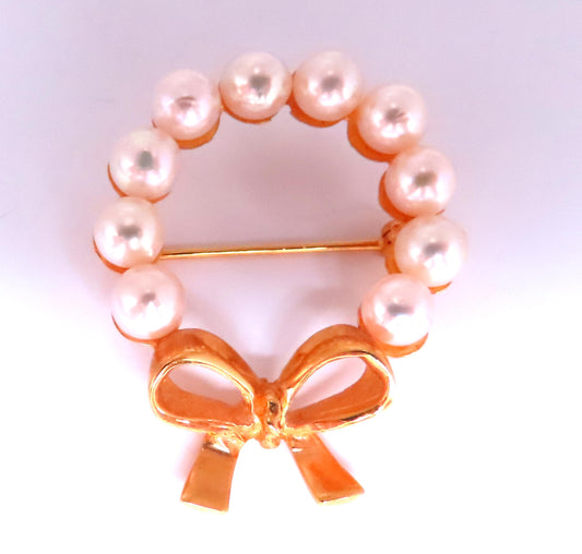 5mm Baroque Pearl Ribbon Crest Cufflink 14kt 12537