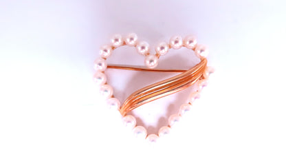 3mm Cultured Pearl handmade Heart Pin 14kt Gold 12540