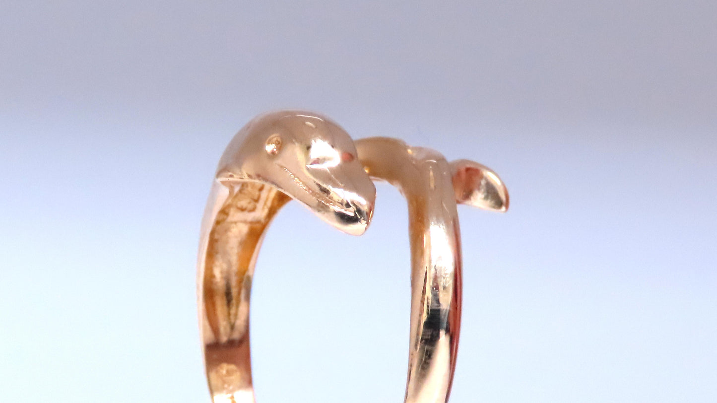 Dolphin Crossover Wrap Ring 14kt Gold  12546