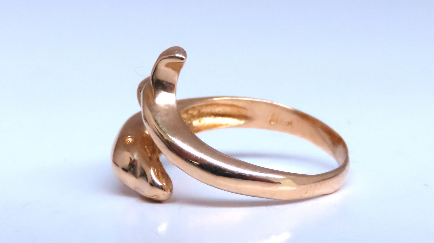 Dolphin Crossover Wrap Ring 14kt Gold  12546