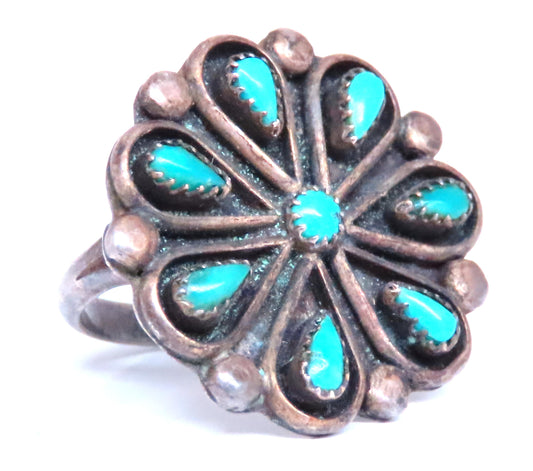 Turquoise Vintage Silver Tribal Ring 12544