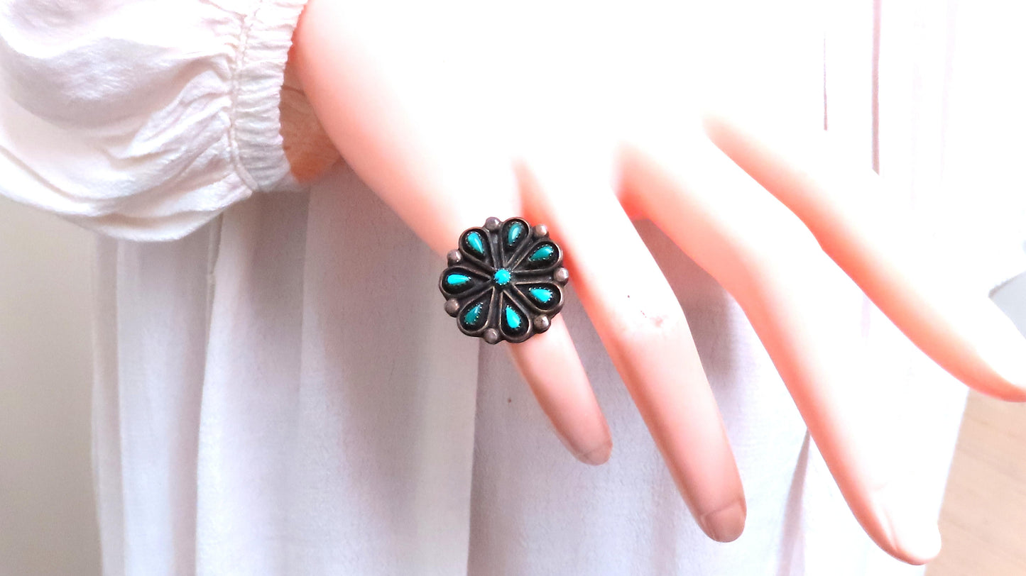 Turquoise Vintage Silver Tribal Ring 12544