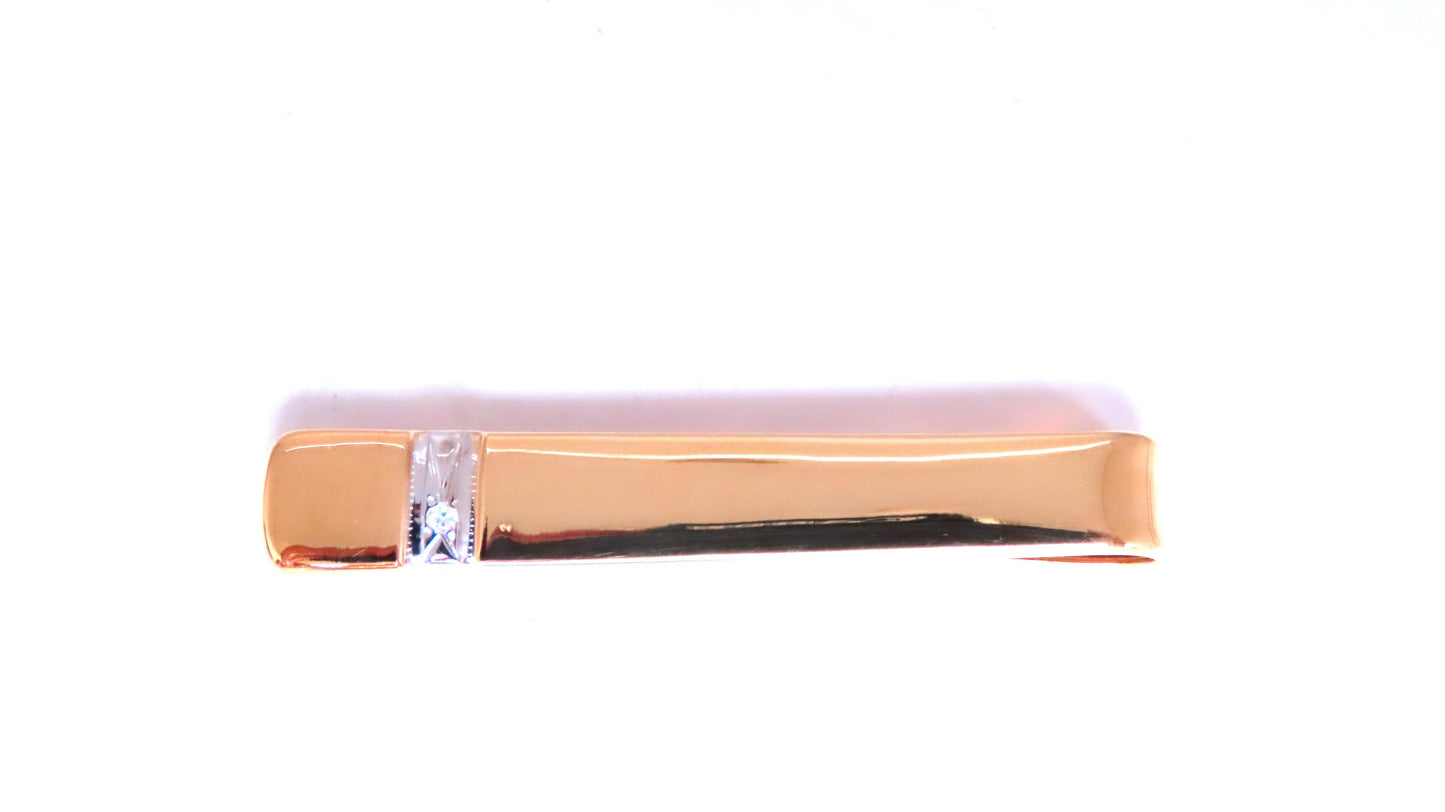 Natural Diamond High Shine Tie Bar 14kt Gold