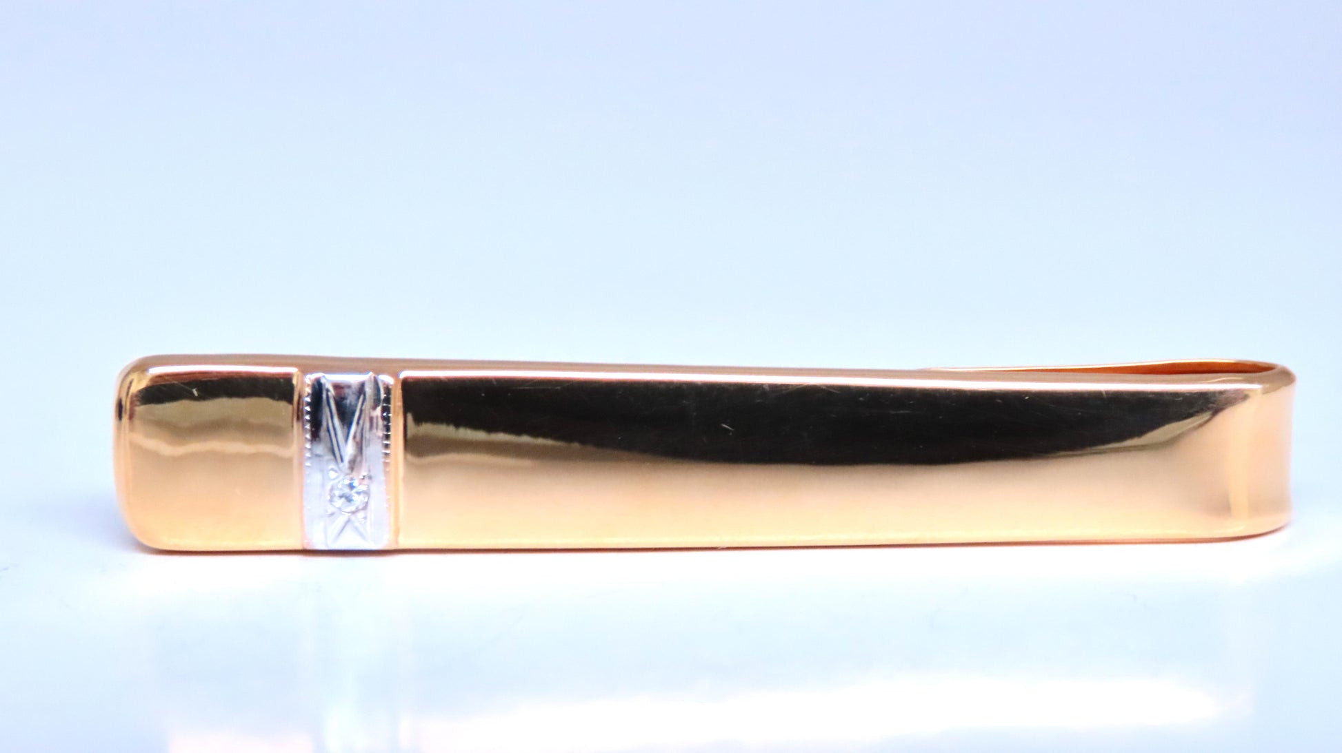 Natural Diamond High Shine Tie Bar 14kt Gold