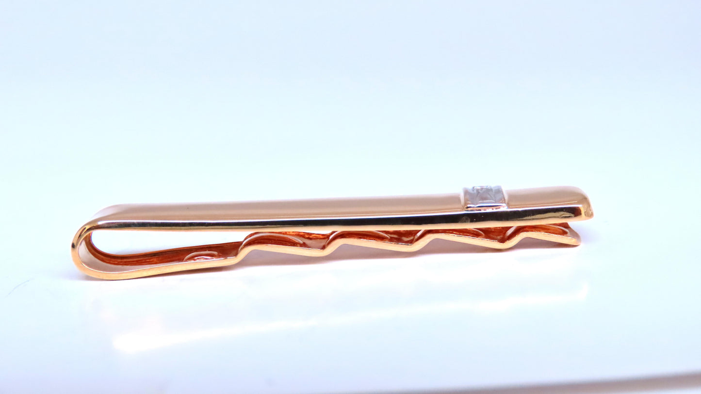 Natural Diamond High Shine Tie Bar 14kt Gold