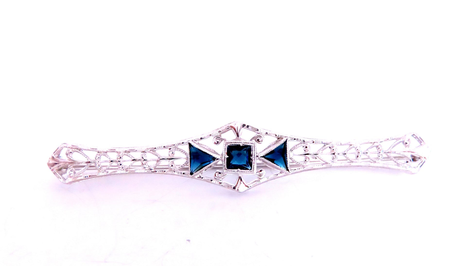 0.60ct Natural Sapphires Edwardian Revisit Deco Pin / Hair Clip12560