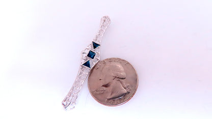 0.60ct Natural Sapphires Edwardian Revisit Deco Pin / Hair Clip12560