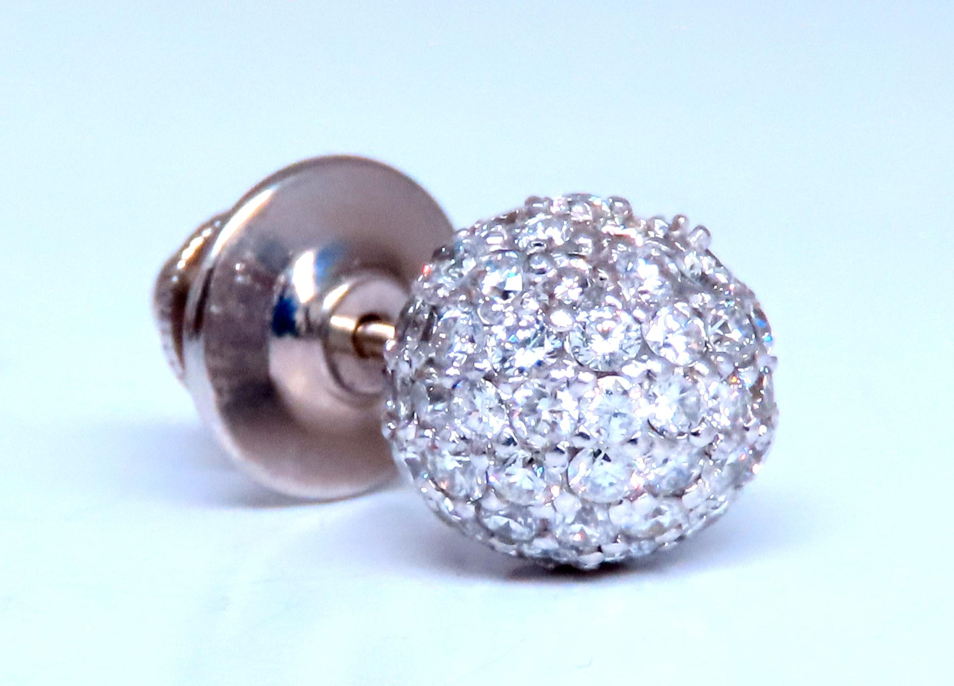 Executive 1.56ct Diamond Ball Tie Tack Pin Collar 14kt 12569