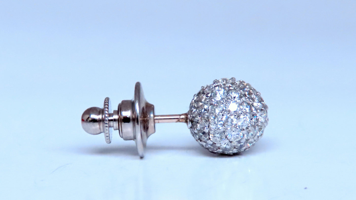 Executive 1.56ct Diamond Ball Tie Tack Pin Collar 14kt 12569