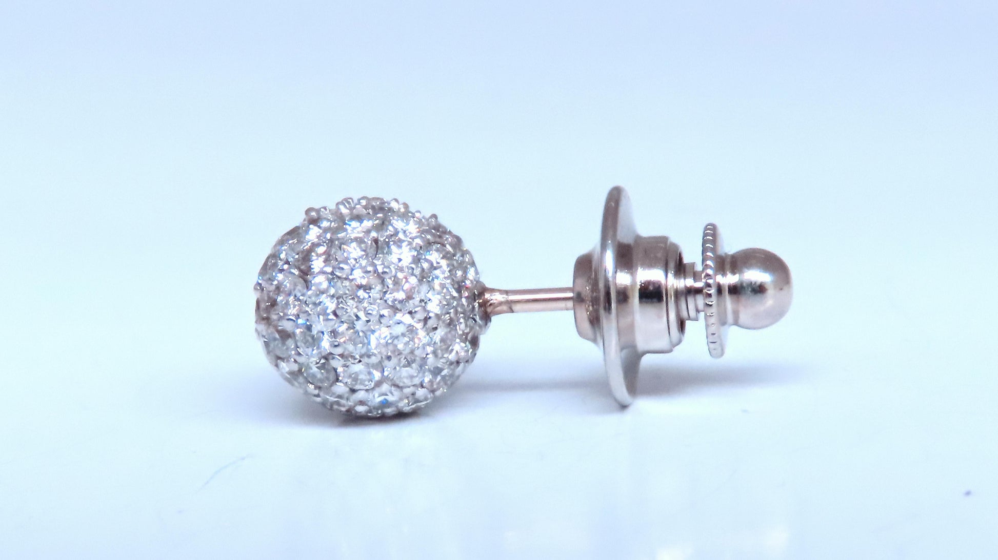 Executive 1.56ct Diamond Ball Tie Tack Pin Collar 14kt 12569