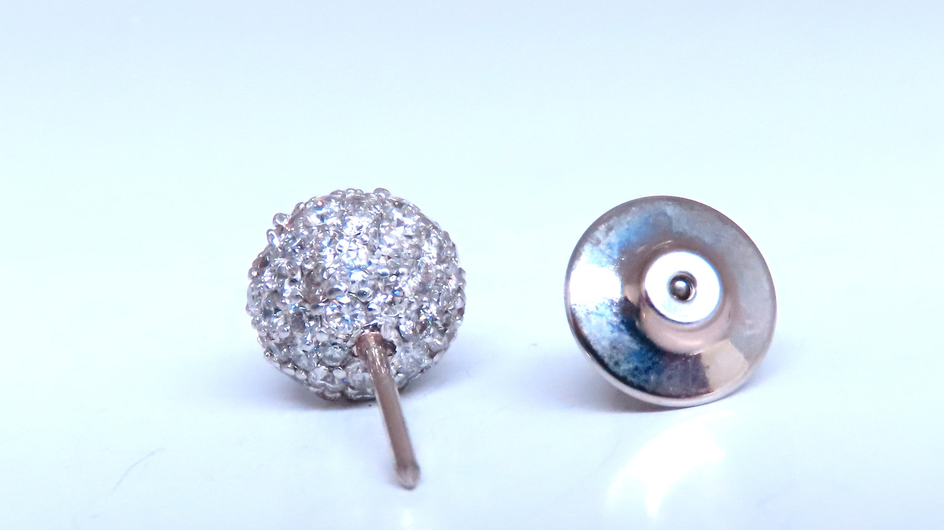 Executive 1.56ct Diamond Ball Tie Tack Pin Collar 14kt 12569